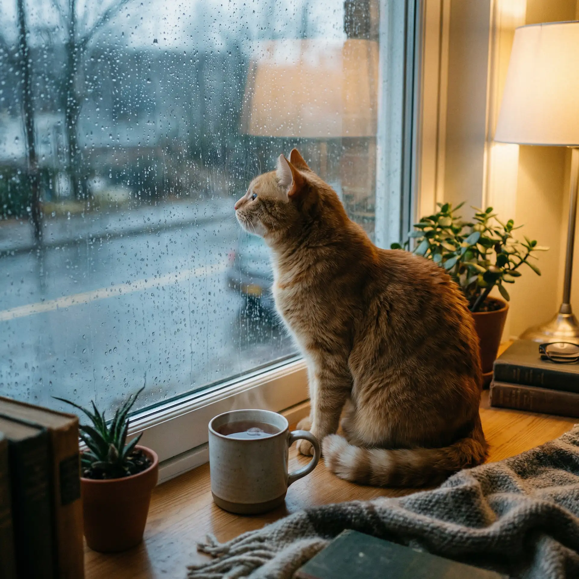 猫咪望着窗外的雨 - 金火影视网